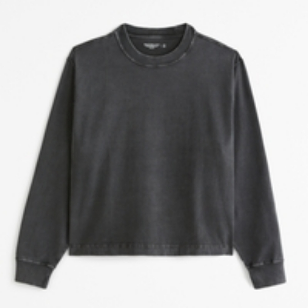 Abercrombie & Fitch Men’s Cropped Long Sleeve – Premium heavyweight Cotton